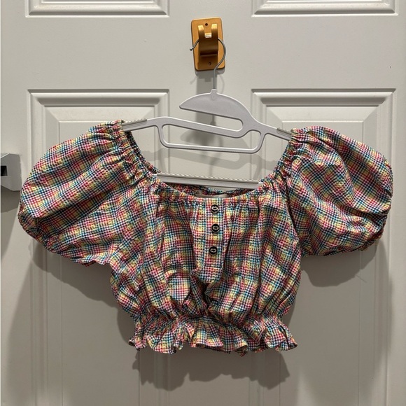 CAROLINE CONSTAS RAINBOW Bardot Crop Top - Picture 3 of 5